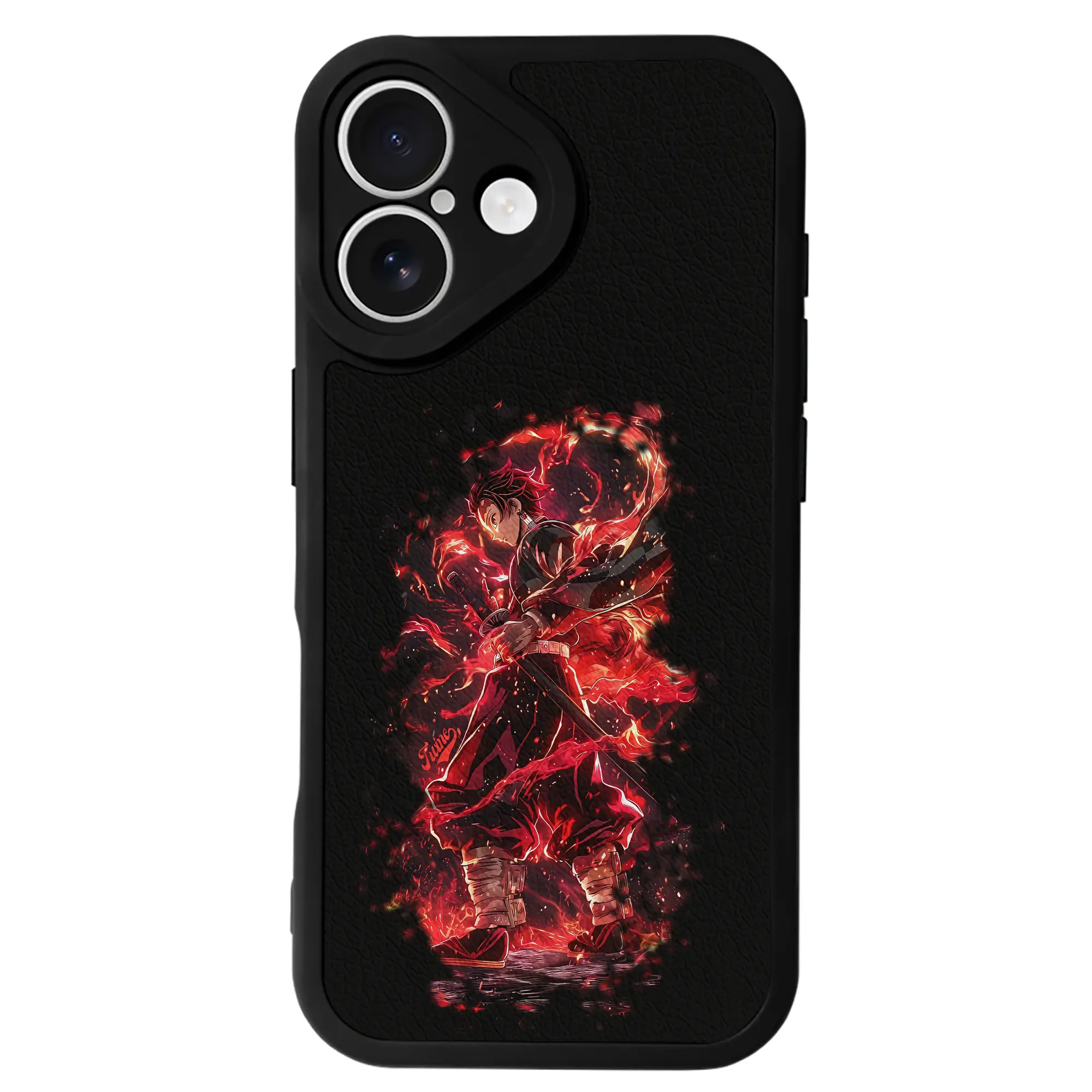 鬼滅の刃 グッズ,竈門 炭治郎 - IPhone 16シリーズ対応 ・ シリコンスマホケース ・ レザー調 ・ 高精度フィット ・ 耐衝撃 ・ ワイヤレス充電対応 ・ 精密カット